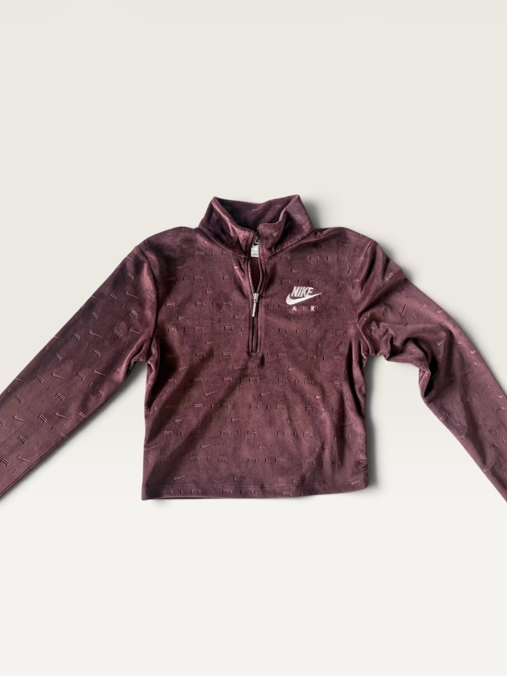 Nike Air Women’s Maroon Half-Zip Turtleneck Sweater Cropped Fit